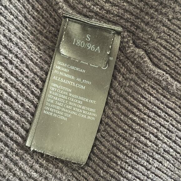 All Saints Trias 100% Cotton Dark Grey Cardigan Size Small - Picture 6 of 6